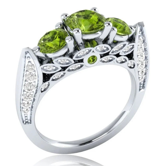 "Retro Stylish 925 Silver 3A Green CZ Ring for Women, FB16FA1026 - Picture 1 of 2